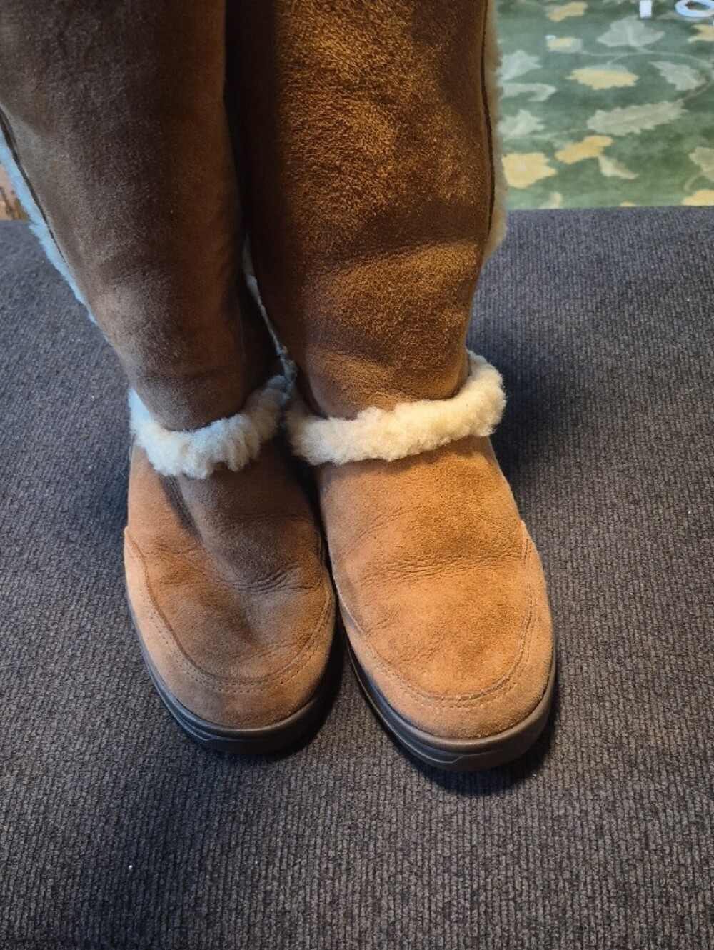UGG Chestnut Suede Shearling-Lined Tall Boots - Picture 6 of 9